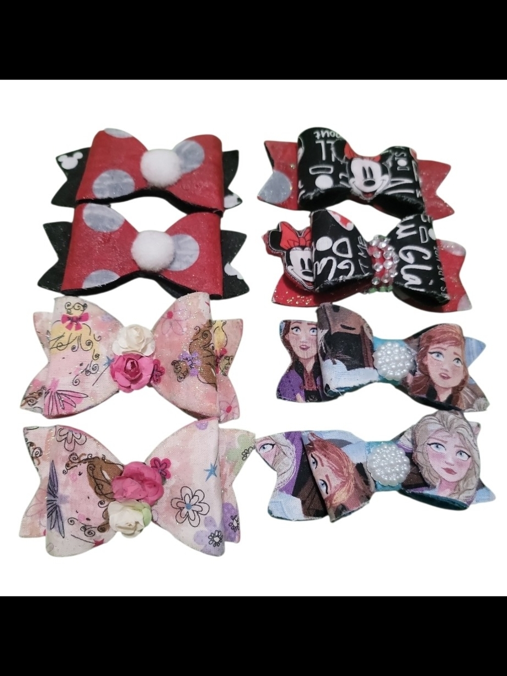 Assorted Girls' Character Hair Bows - Red, Black, Pink, Blue